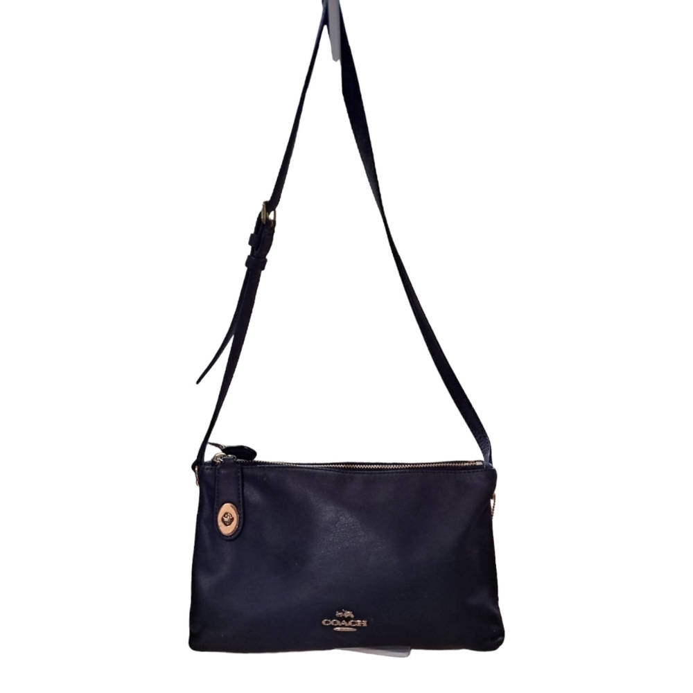 Coach Crossby Double Zip Crossbody Bag Black Gem